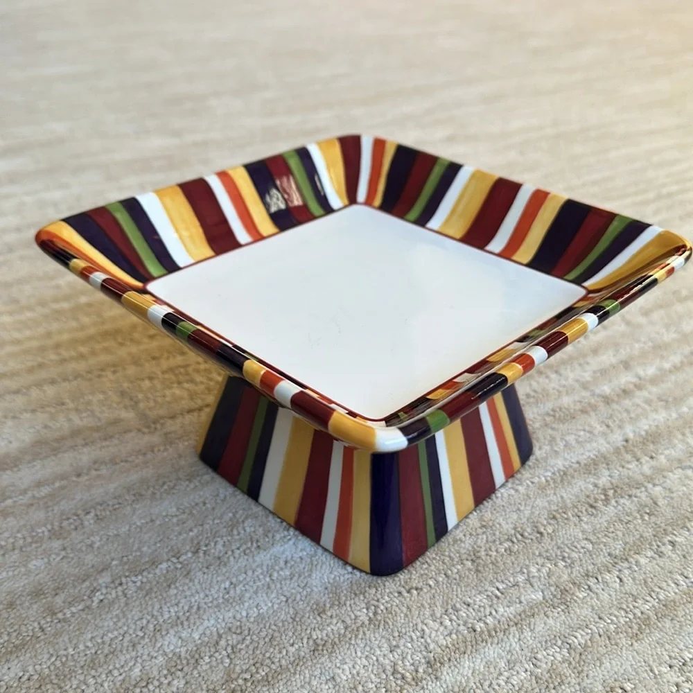 The Pampered Chef Simple Additions Stripe Set Plate and Square Bowl Entertaining